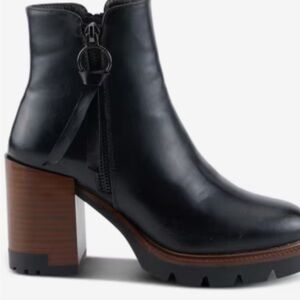 Vegan Leather Black Ankle Platform Heels